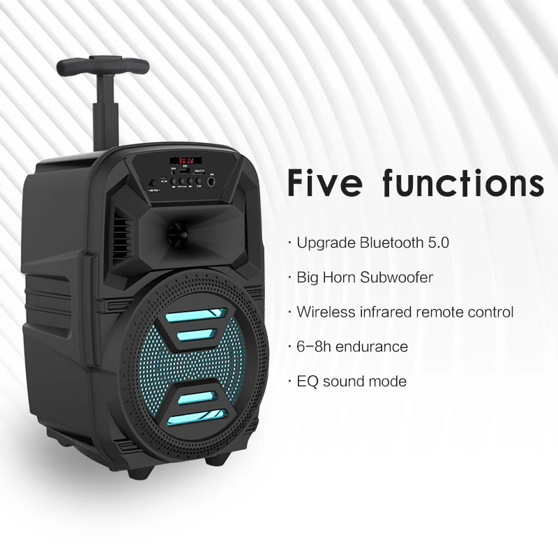 ZQS-6111 Bluetooth DJ Speaker with LED Light, USB & FM Support