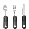 Black large handle straight steak fork spoon 3-piece set