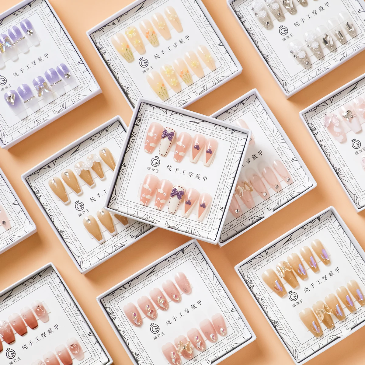 Новое поступление, Роскошные Длинные акриловые накладные ногти в форме балерины со стразами 3d, искусственные ногти