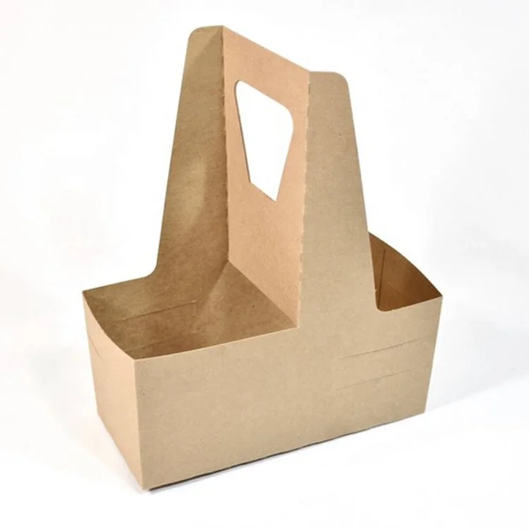 Flat Packed Assembled Multi Paper Coffee Cups Carrier Trays Holder