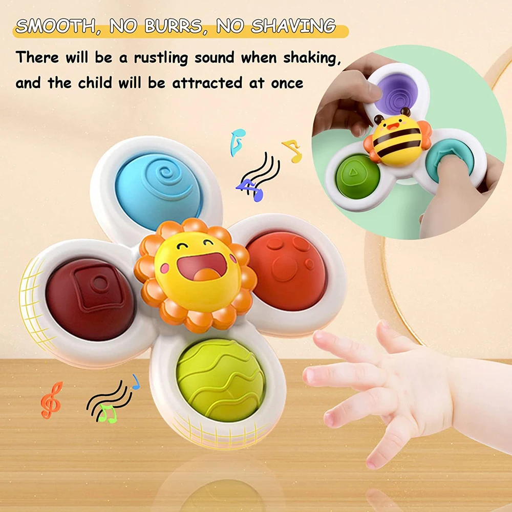 Newest best sell fidget toy suction cup spinner top baby bathtub spinner bathing rotary windmill finger sensory toy for toddler