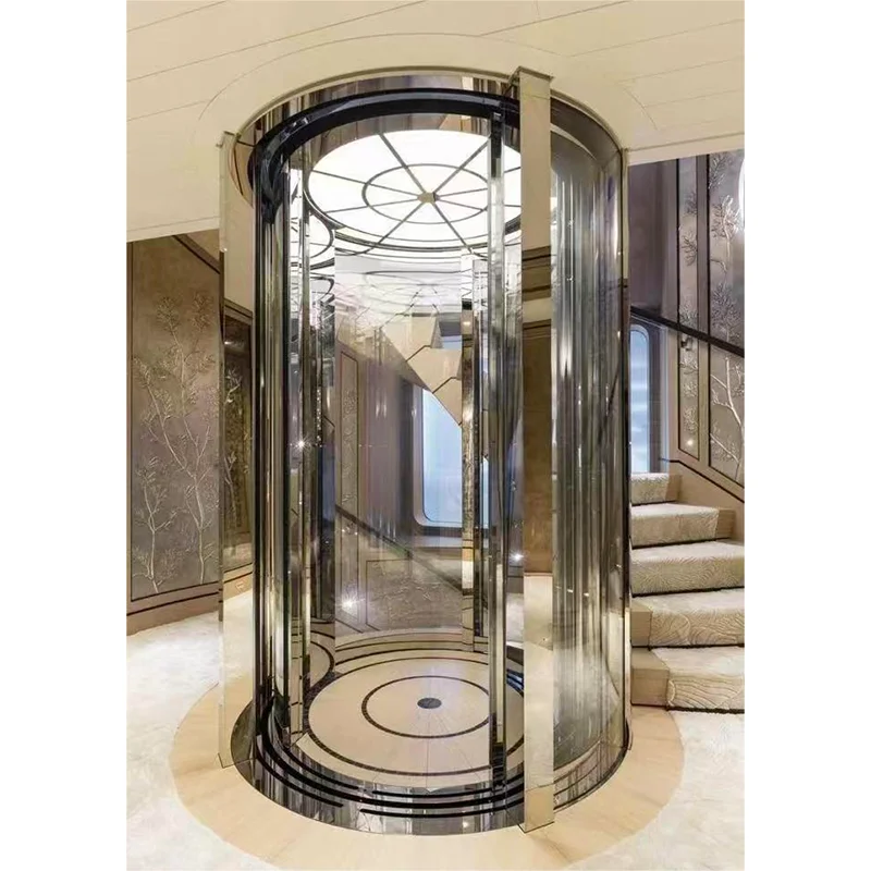 Luxury Design Golden Round Home Elevator Residential Elevator Round Villa Lift House Passenger Round Villa Elevators