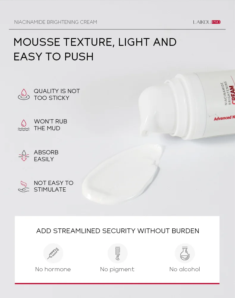 LAIKOU Skin Care Moisturizing Nourishing Firming Niacinamide Whitening Brightening Face Cream 30g