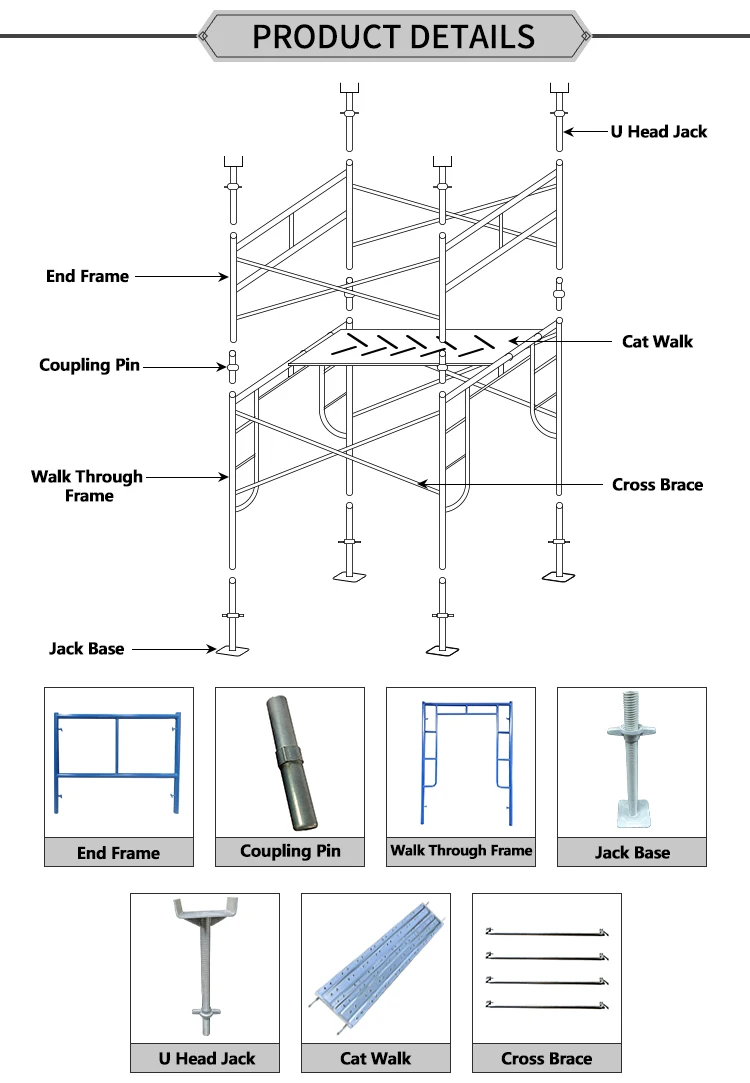 H Frame Components H-frame Scaffolding Frame Scaffolding wall frames for stand ...