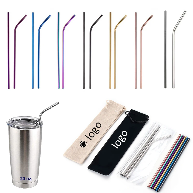 Eco Friendly 304 Custom Straight Bent Reusable Stainless Steel Drinking