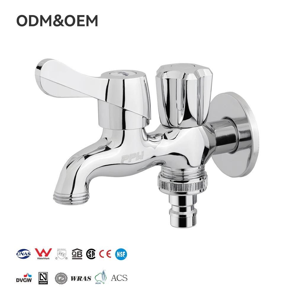 PPW сучасний латунний двопризначний кран для пральної машини з ручкою з АБС-пластмаси, безпечний, з високим потоком води, м'який аерований струмінь, без подрапин, керамічний клапан