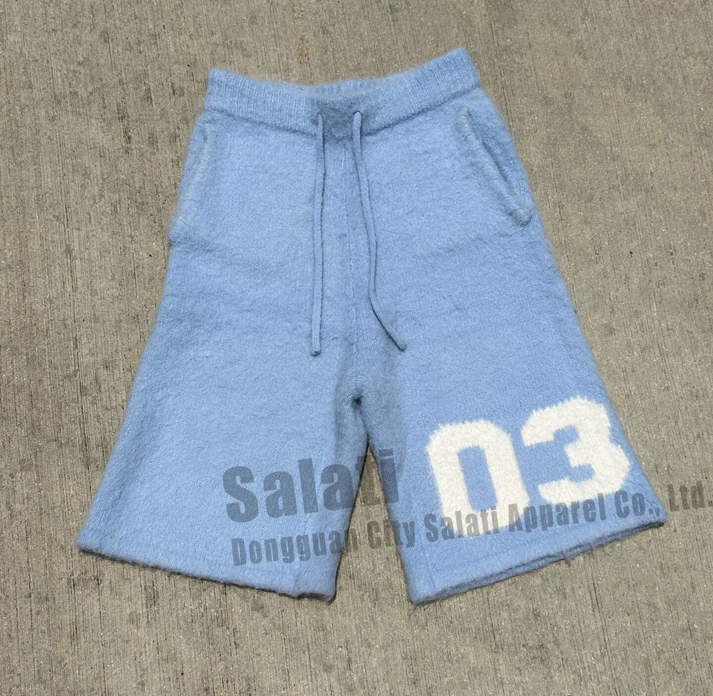 Custom Printed Logo Mohair Shorts Pants Drawstring Fuzzy Knit Streetwear Shorts for Men gallery 10