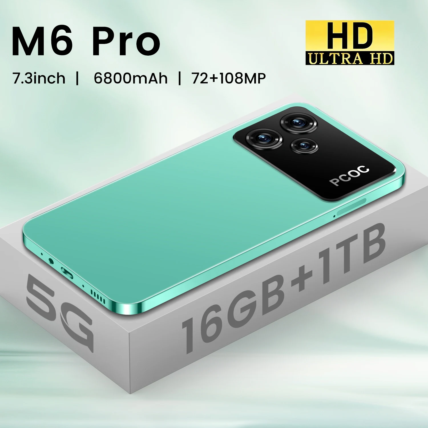 Phone M6 pro 16GB+1TB Smartphone 7.3 Inch Android 13 