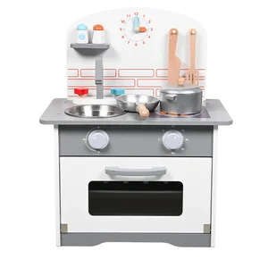 European Style Wooden Kitchen Set Pretend Cooking Toy for Kids Large Simulation Kitchenware Set Role Play Educational Fun