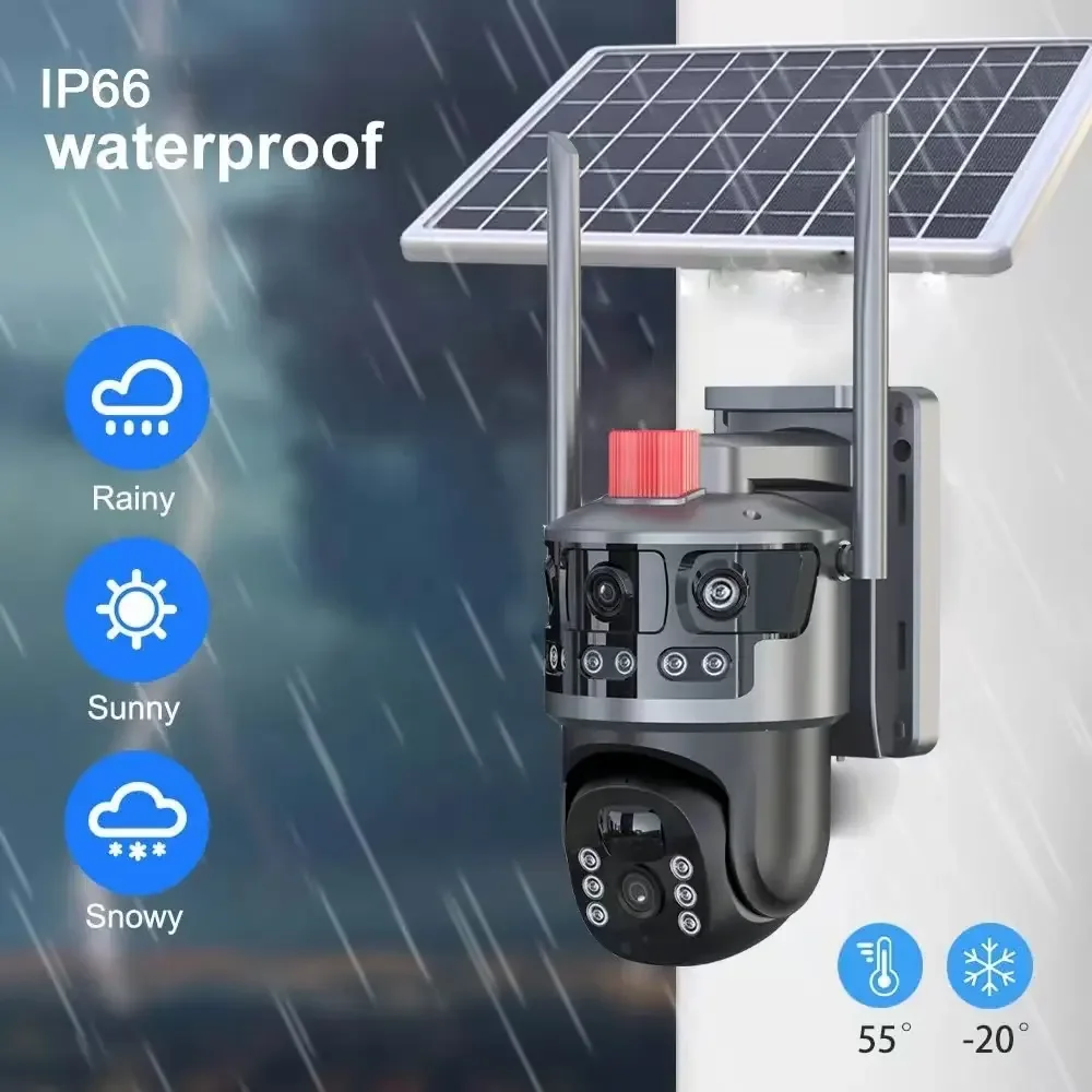 V380pro AI Auto Detection Smart Camera HD Solar Waterproof IP66 Panoramic Wireless Wifi Remote 4G Triple CMOS Network PTZ Camera