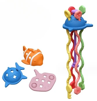 Cute Cartoon Fun Bite Resistant Colorful Educational Improves Hands-on Skills And Sensory Abilities Food Baby Pull String Toy