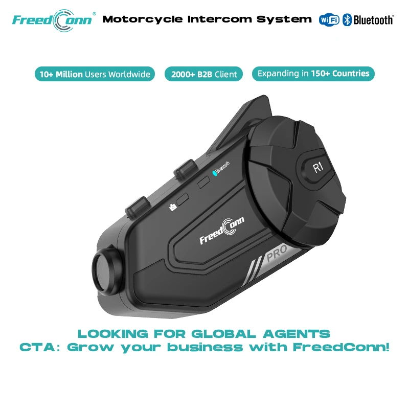 FreedConn R1-PRO Motorcycle Helmet Bluetooth Intercom, 800m Range