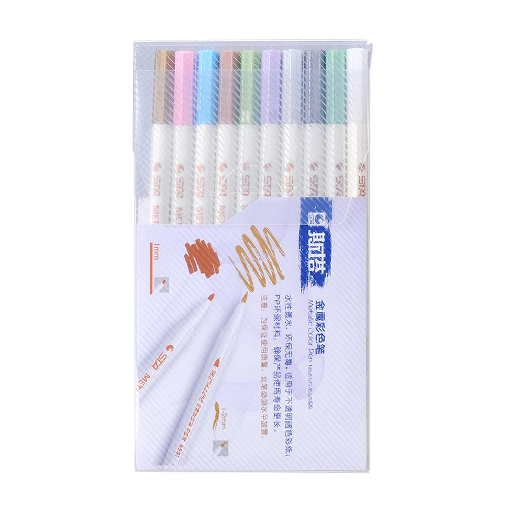 STA Wholesale Quick-Dry Fibre Fabric Color Marker Pen for Children's Art Painting & Line Marking 10 Colors Small Art Markers