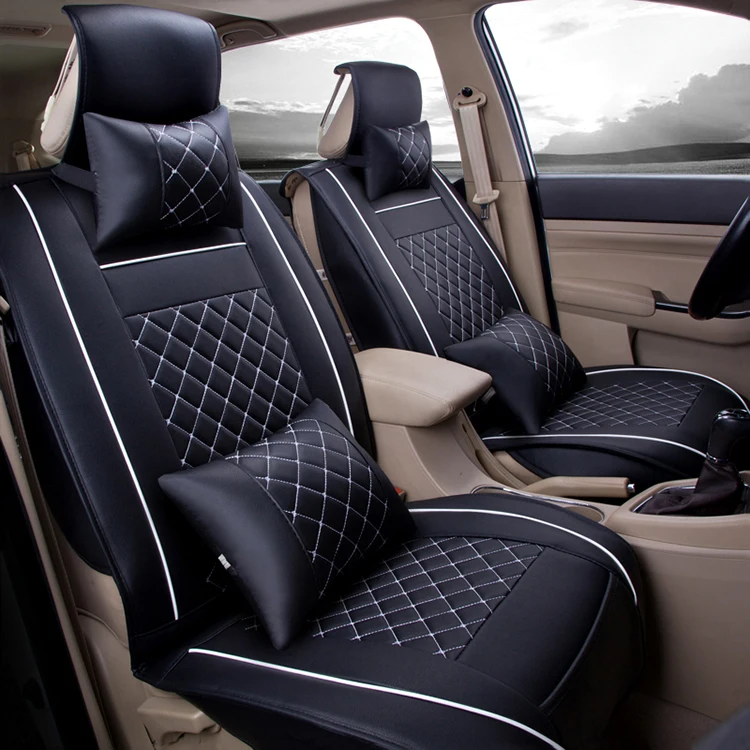 New 2022 Designer 9D Well Fit Custom Wholesale Black and White Car Seat Covers Full Set Luxury for Hyundai Elantra