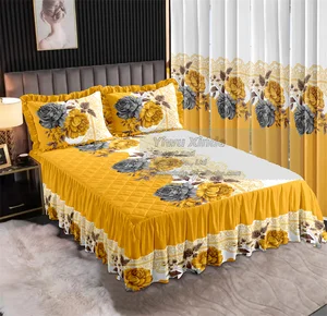 Luxury Bedding Sets 7 Pieces Quilts for Bed Quilt Patchwork Bedspread Bedding Set with Matching Curtains