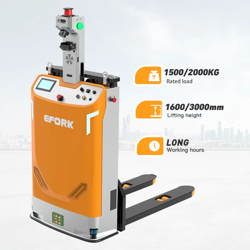CE Certified 3D SLAM 2T 1600mm Autonomous AGV Forklift Pallet Stacker Smart Warehouse Delivery Robot