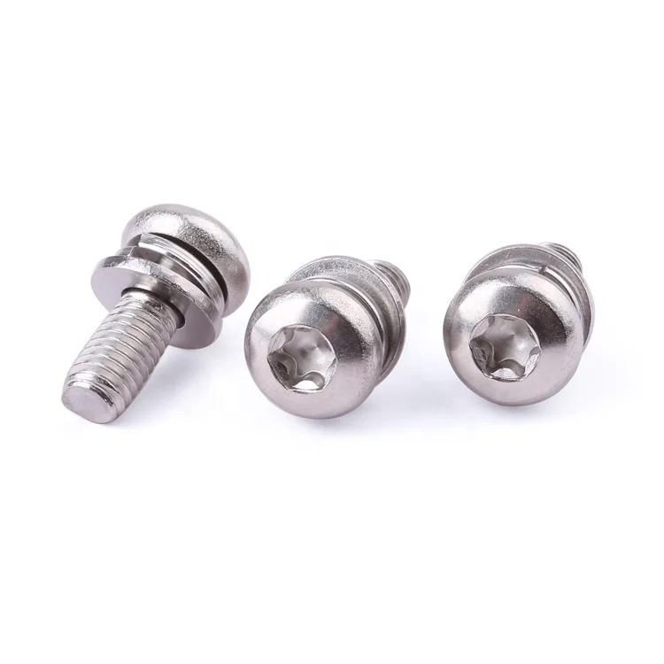 Factory price fastener M2-M8 stainless steel pan head sems machine combined screw with flat washer sems screw