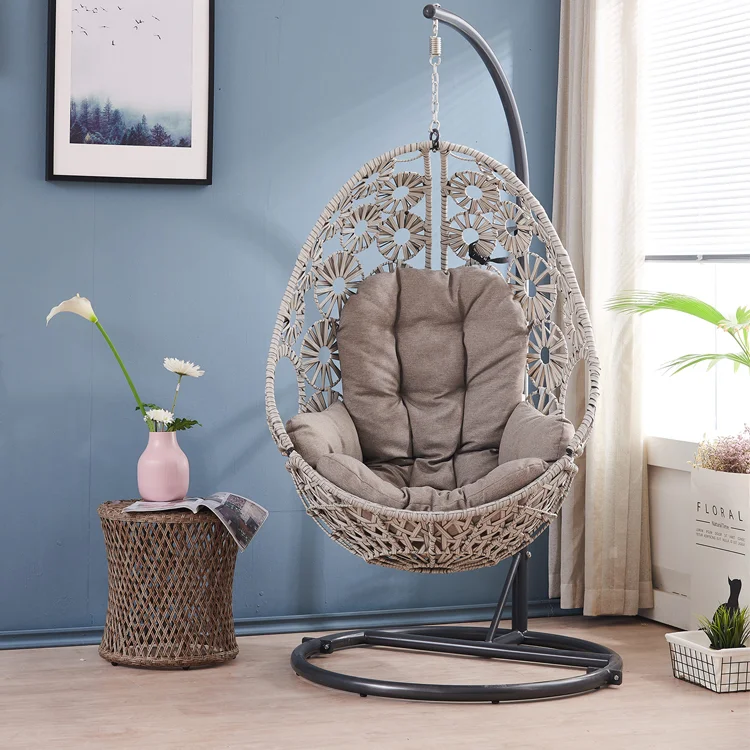 Teardrop Indoor Bedroom Hammock Egg Hanging Basket Curved Rattan ...