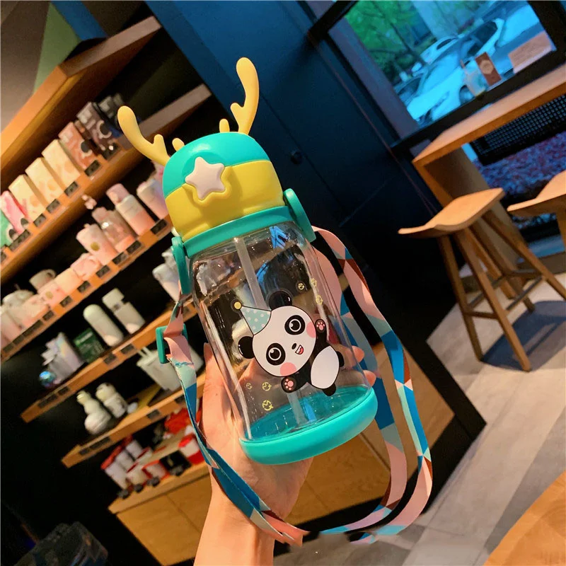 New Boy Girl Children Baby Water Bottle for Kids School Outdoor Travel Cute Cartoon Fashion Shoulder Strap Lovely Deer Fawn Bottl, Size: 700 ml