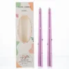 Bougie laque perle violette avec autocollant camélia rose