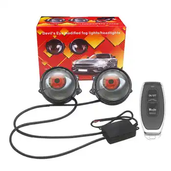 6 Pattern Mode Switching 3-Inch Projector Demon Eyes LED Headlight for Cars Devil Eye with Remote Control New Condition