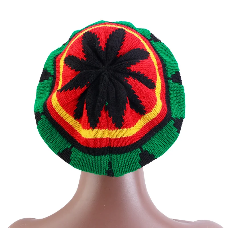 Unisex Knitted Beanies Hat Jamaican Bob Marley Rasta Hair Hat Winter Warmer  Visor Stripe Cap