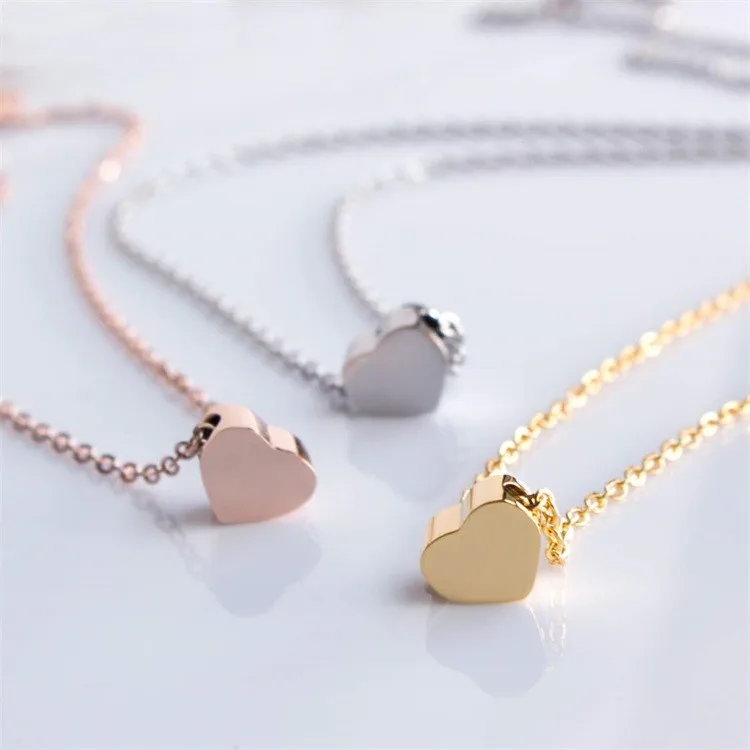 Wholesale simple cute titanium steel necklace for girls heart pendant gold  heart jewelry fashion necklaces From m.