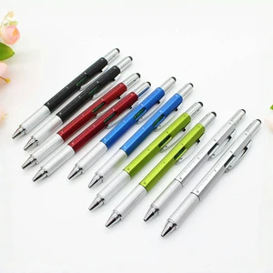 6-in-1 Multi-Function Yellow Metal 1.0mm Writing Stylus Business School Supplies Customizable Logo Novelty Ballpoint Yellow
