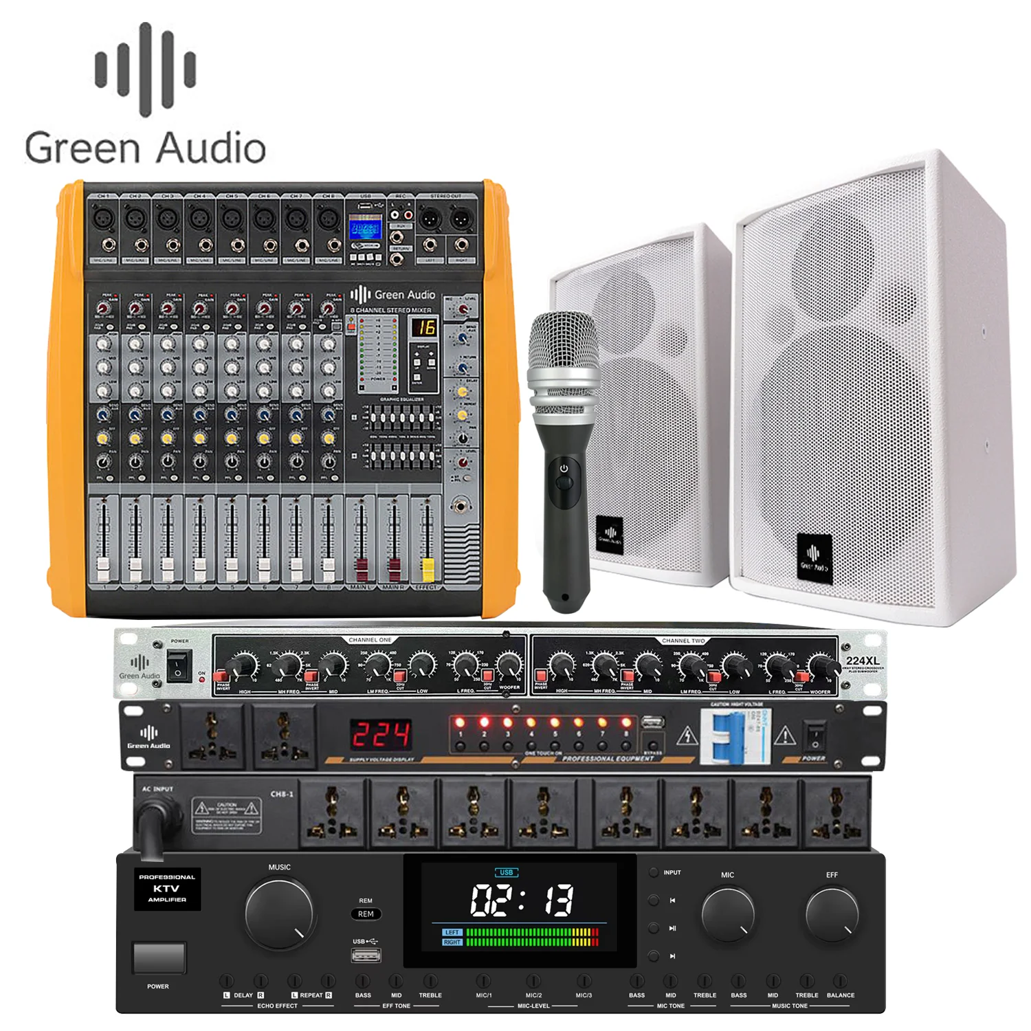 GAX-PM8 Green Audio 8-Channel 600W Powered Mixer with MP3