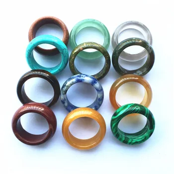 Hot Sale Natural Noble Stone Agate Ring 17-22mm Green Aventurine Jade Rings Jewelry for Unisex