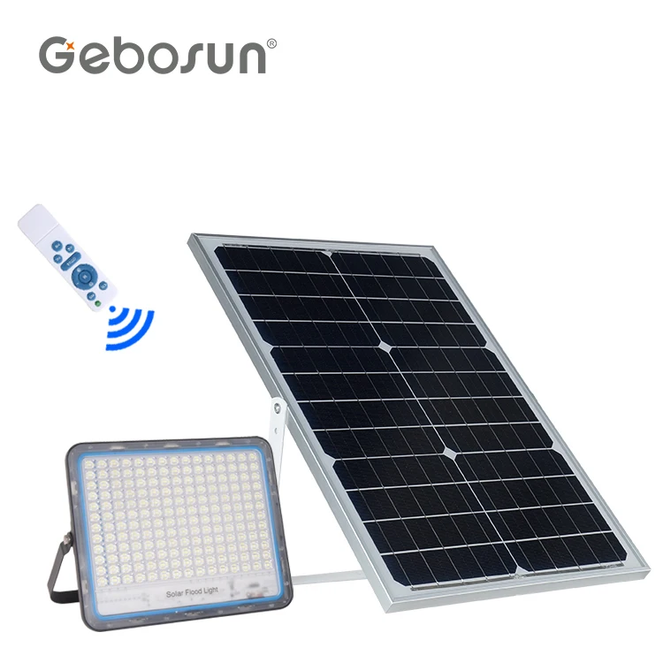 GEBOSUN Energy saving ce rohs remote control ip65 40watt 60watt 100watt 200watt 300watt solar led flood light price list