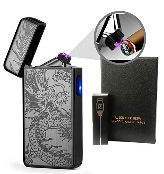 USB Electric Classic Fashionable Plasma Dual Arch Rechargeable Lighter Gift Set 