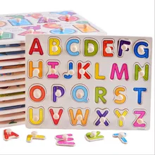 MU Wooden Hand Grasp Capital Alphabet Puzzle Kids Education Letters Block Board Puzzles for Preschool Kindergarten Toddlers