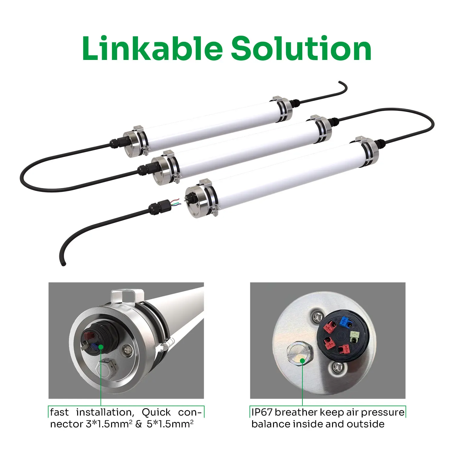 Водонепроницаемый тройной светильник 5 футов 20 Вт 40 50 60 1300 мм 1500 светодиодный