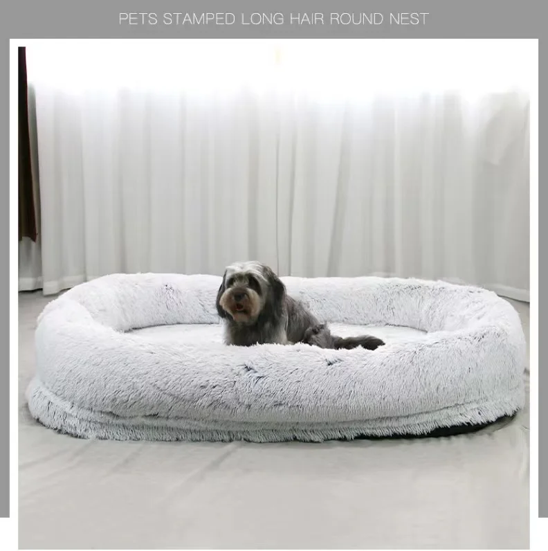 Manufacture 160cm Non-Slip Washable Long Plush Giant Fluffy Pet Bed For Cat Dog For Pet Animals