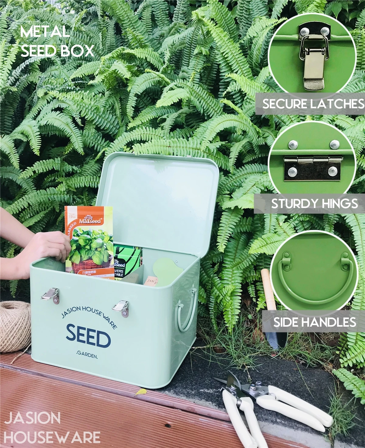 Powder-Coated Steel Seed Storage Tin