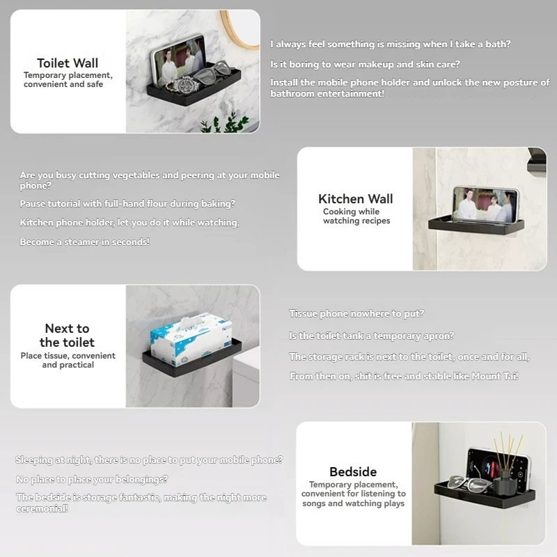 Hotel Amenities Cell Phone Holder Wall-Mounted Embedded Tray with