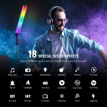 NEEWER 2500K-10000K RGB Light Barra De Luces Led RGB 15W RGB Led Light Bar NEEWER BH30S RGB Led Tube Light with 2.4G/APP Control detail image