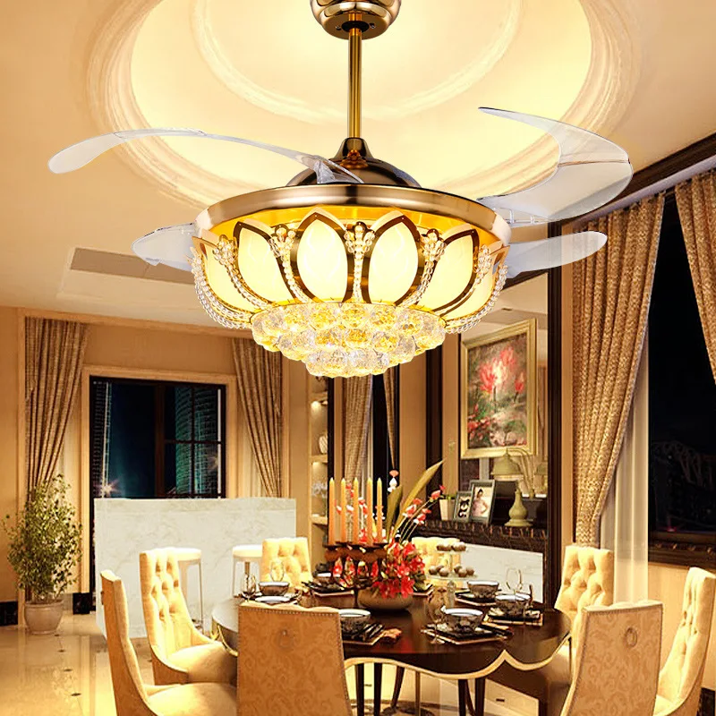 Led ceiling fan with light crystal fan light with remote led fan light