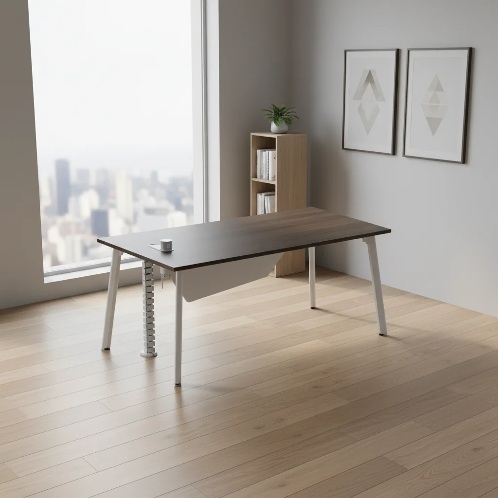 Minimalist Writing Desk with Aluminum Legs Modern Home Office Furniture Compact Design 2