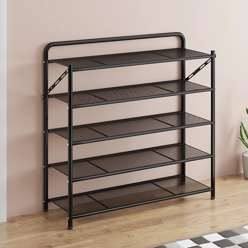 Wholesale 5-Layer Metal Grid Foldable Shoe Rack Stand Rust-proof Folding Shoe Organizer for Entryway Closet Use