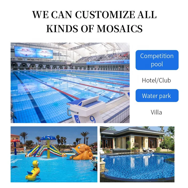 Wholesale Porcelain Ice Crackle Mosaic Tile 300x300 Glazed Aqua Blue Ceramic Mosaic Swimming Pool Tiles