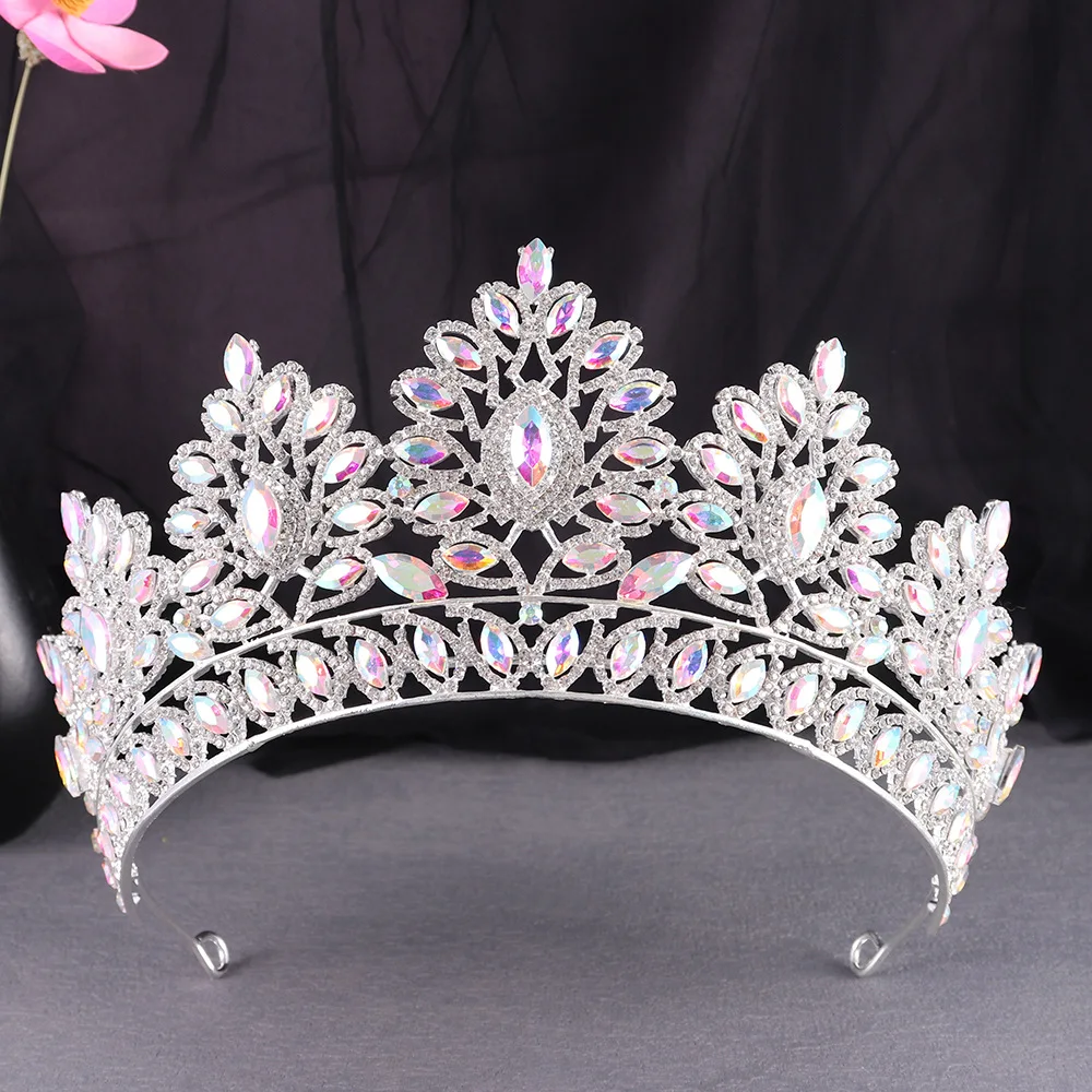 Baroque Gold Color Blue Diadem Rhinestone Crystal Tiaras  display picture 1