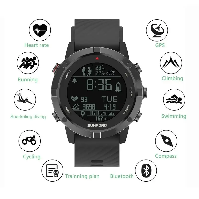 JIUBAI GPS Sports Watch Altitude, Compass, Heart Rate