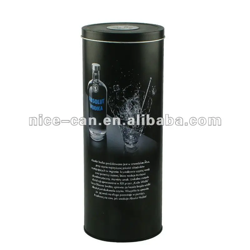 Factory Custom Round Tin Can Whiskey Vodka Tin Gift Wine Storage Metal Tins With Lids