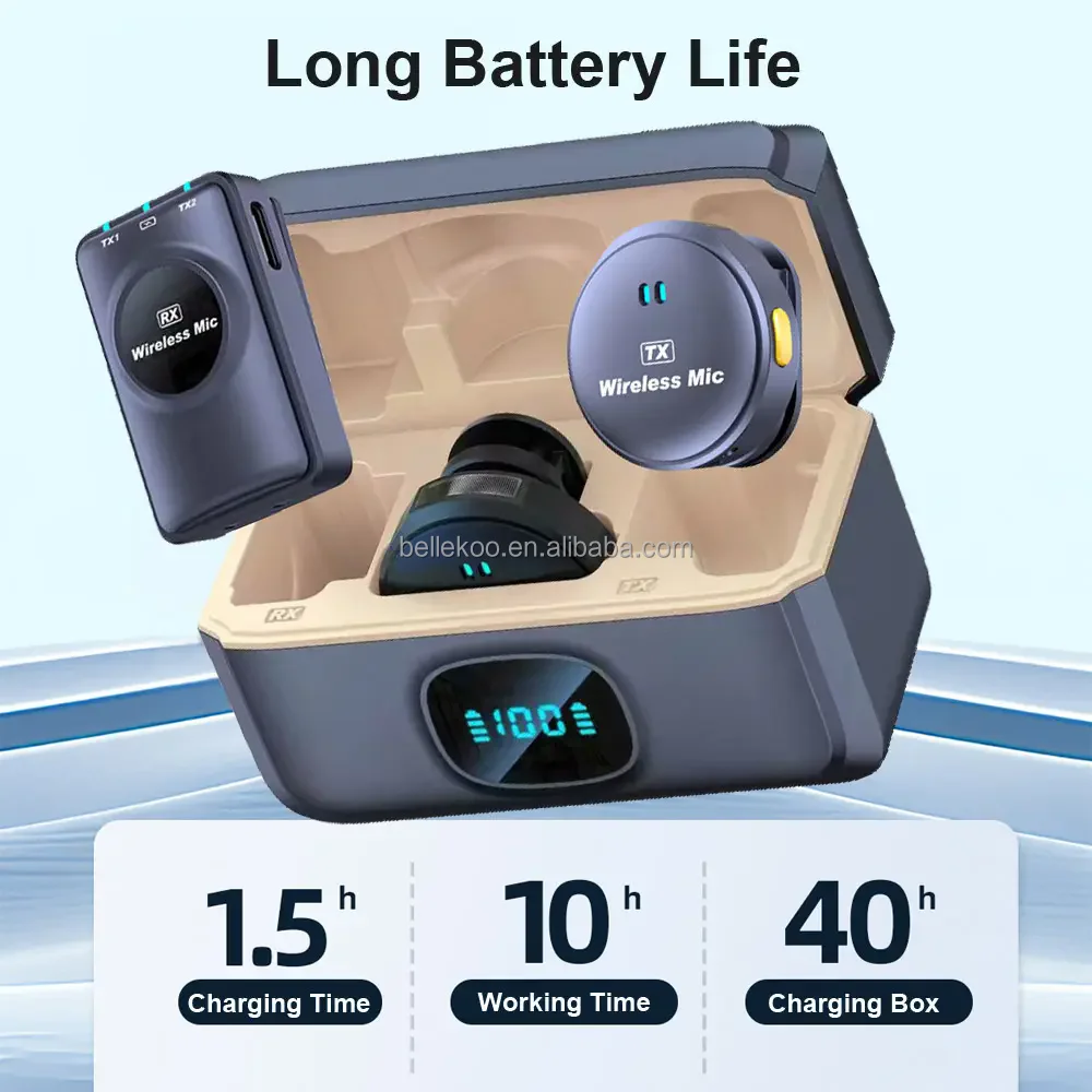 2Mic Wireless Microphone Camera Phone 3 in 1 Vlog Interview Live Stream Wireless Microphone Coin Lapel Clip Lavalier Microphone