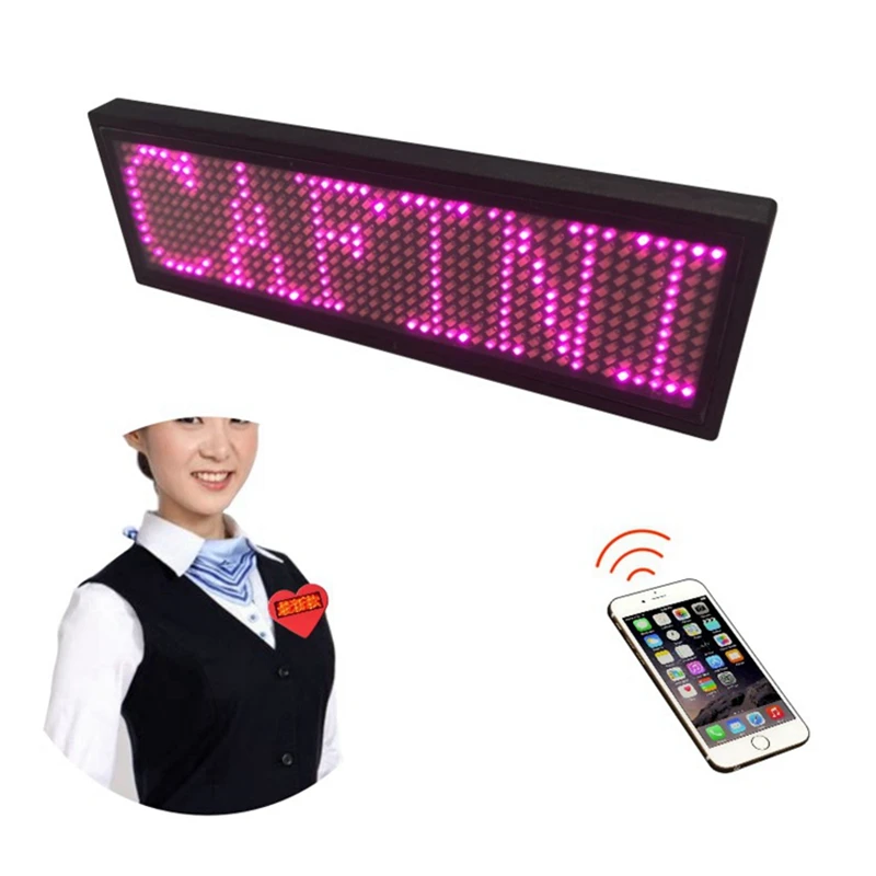 Smart LED Display Tag APP Edit LED Name Plate Scroll Price Tag Magnetic Pin Badge Digital Programmable Flashing LED Name Badge