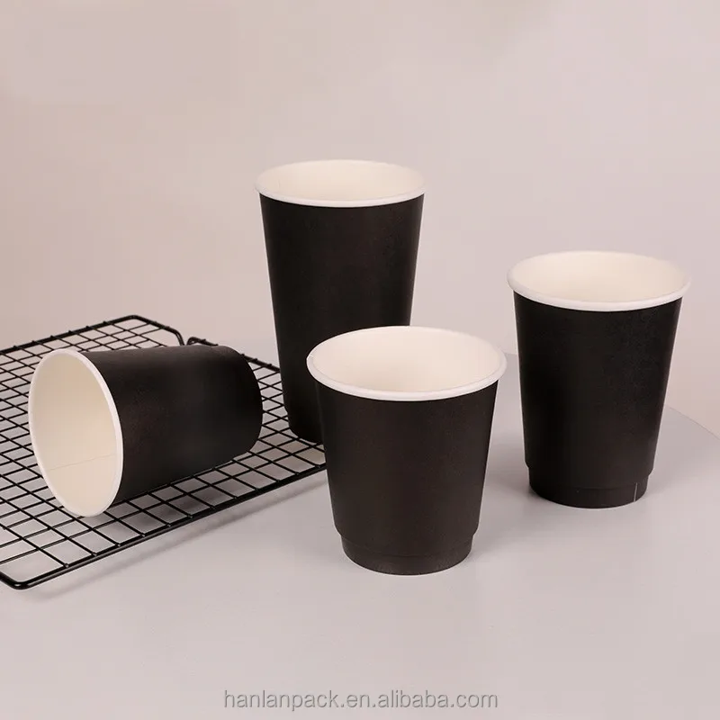 8oz Black Paper Cups With Lid Hot Coffee Cup Customizable With Your Own ...