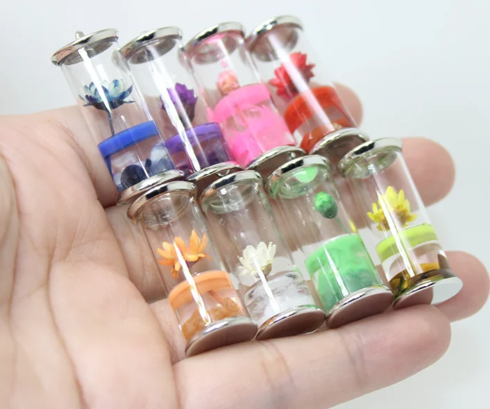 Miniature glass hot sale bottle pendants