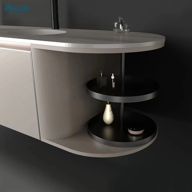 Wall mounted modern hot sale customize high quality washroom double washbasin vanity furniture bathroom cabinet with mirror details